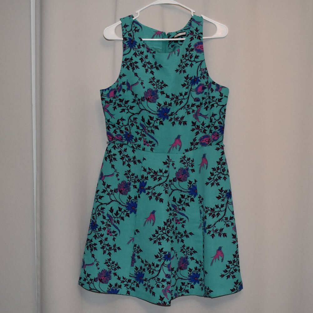 Turquoise Print Fit and Flare Dress - Women's 10